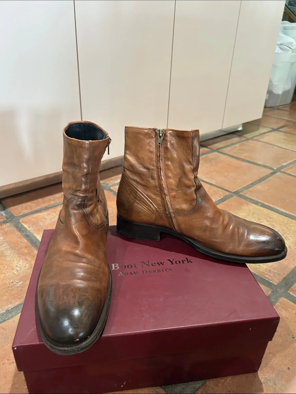 To Boot New York Men's Brown Leather Zip Ankle Boots
